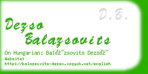 dezso balazsovits business card